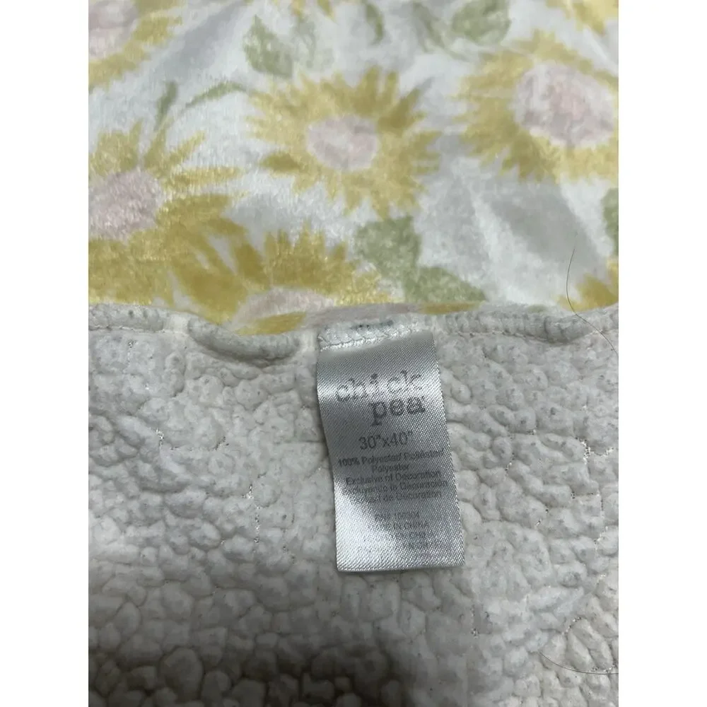 Chick Pea Yellow Floral Sunflower Baby Blanket Sherpa